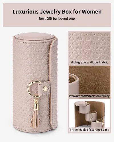 Vista 8 de Vlando Joyero de viaje, estuche de joyería de viaje para mujeres niñas, organizador de pendientes organizador de collar organizador anillo