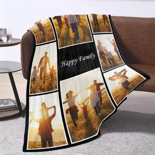 Vista 2 de Diseña tu propia manta de fotos personalizada con collage de imágenes, perfecta para recuerdos y recuerdos, regalo personalizado para cumpleaños