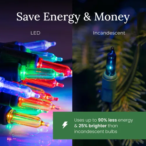 Vista 5 de Pro Christmas T5 LED Luces de Navidad - Juego de 70 luces de 5mm clásicas - Luces de fiesta profesionales de grado comercial