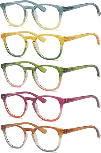 Vista 2 de LUR Gafas de lectura paquete de 5 lectores de moda para mujer (uno para cada color)
