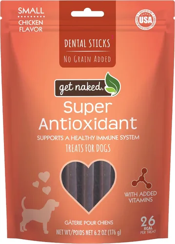 Vista 8 de Get Naked Palitos masticables dentales súper antioxidantes sin granos para perros pequeños, masticables y golosinas dentales naturales para perros