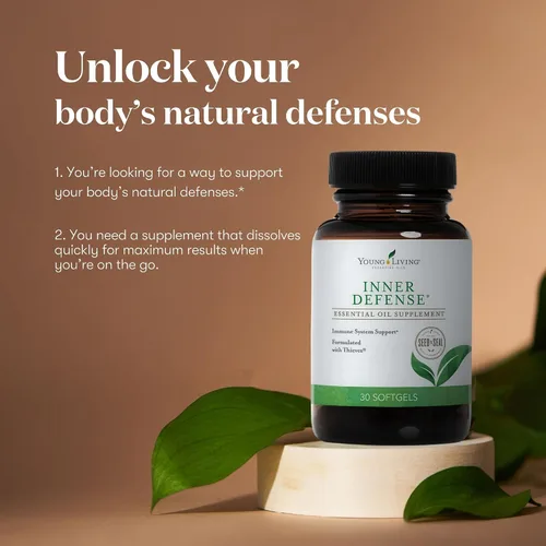 Vista 3 de Inner Defense de Young Living - 30 cápsulas blandas: desbloquea el poder de los potentes aceites esenciales - Orégano, tomillo, citronela y ladrones