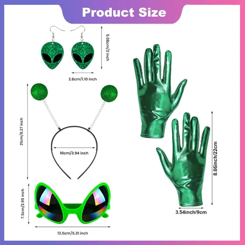 Vista 2 de Alien Accessories - Diadema y lentes de arco iris, guantes y pendientes