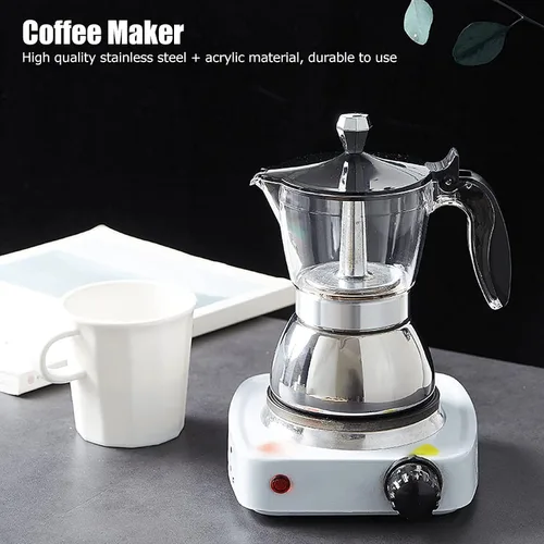 Vista 8 de Olla de 4 tazas de café de acero inoxidable, cafetera de cristal con parte superior de cristal, cafetera, suministros de cocina