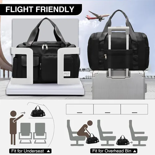 Vista 5 de Pequeña bolsa de gimnasio para mujer, bolsa de viaje con compartimento para zapatos
