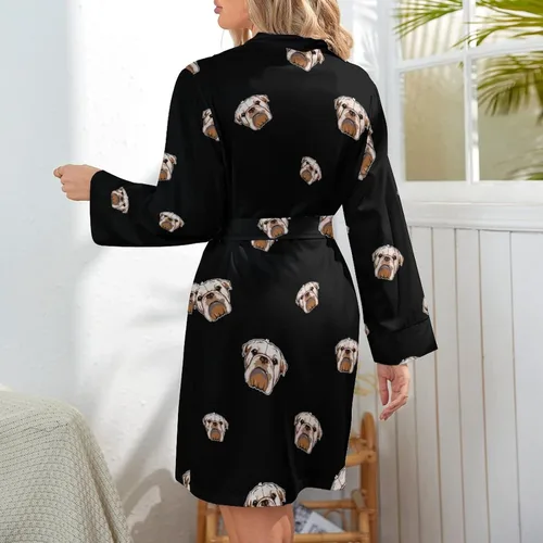 Vista 7 de Lindo Bulldog Inglés Mujeres Kimono Bata Corto Sexy Albornoz Camisón Camisón Ropa de Dormir Ropa de Dormir Ropa