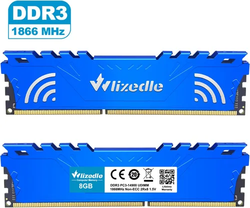 Vista 7 de DDR3 RAM 16GB Kit (2x8GB) 1866MHz CL13 UDIMM, Módulo de memoria de escritorio PC3-14900 240-Pin 1.5V 2Rx8 Dual Rank Non-ECC Unbuffered PC Computer