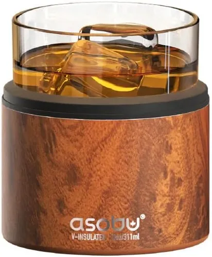 Vista 9 de asobu Vaso de whisky con funda aislada de acero inoxidable, 10.5 onzas (Rosa Aqua)