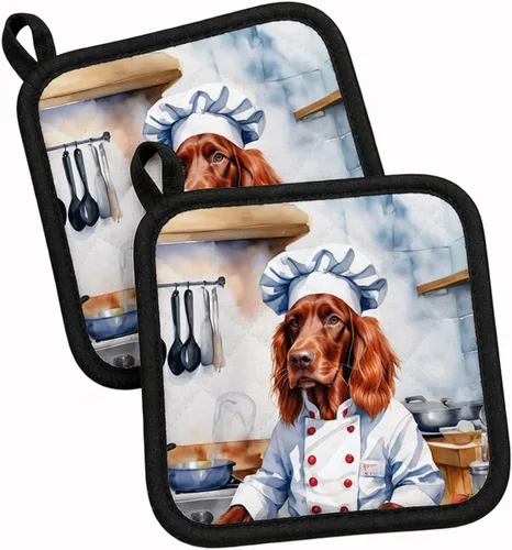 Vista 101 de Caroline's Treasures Coton de Tulear El Chef Par de Agarraderas de Ollas de Cocina Resistentes al Calor Juegos de Agarraderas de Ollas Almohadillas