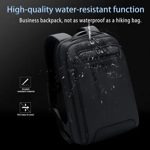 Vista 7 de FENRUIEN Mochila de negocios para laptop para hombres, mochila de viaje USB delgada, ligera, resistente al agua, unisex, para trabajo/universidad