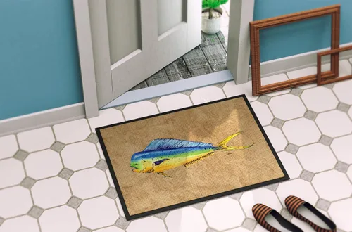 Vista 4 de Caroline's Treasures 8810MAT Dolphin Mahi Mahi - Felpudo de 18 x 27 pulgadas, para interiores y exteriores, para entrada, antideslizante, lavable