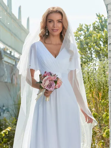 Vista 7 de Ever-Pretty - Vestido largo de noche, con cuello en V y manga corta para mujer, 09890