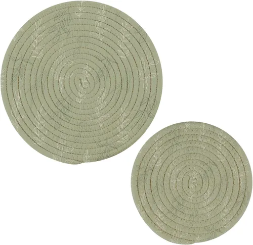Vista 16 de Gnomo de otoño - Alfombrilla de salvamanteles 2 piezas de hojas de otoño redondas tejidas agarraderas para mesa de cocina, protector de encimera