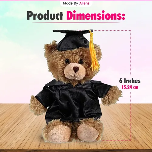 Vista 4 de Oso de peluche personalizado de graduación 2026, peluche personalizado con gorra y vestido, lindo animal de peluche de 6 pulgadas para graduados