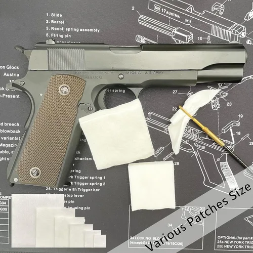 Vista 4 de 1000 piezas de parches de limpieza cuadrados redondos más gruesos para pistola de limpieza para rifle, escopeta y mantenimiento de pistolas calibre