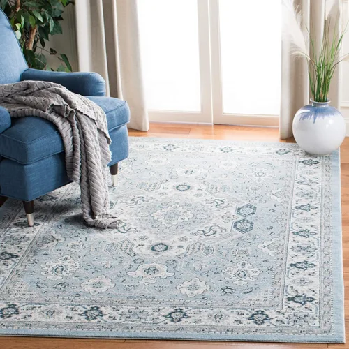 Vista 30 de SAFAVIEH - Colección Isabella, alfombra decorativa - 2'2" x 5', azul y crema, diseño oriental, no desprende pelusa y fácil cuidado, ideal para áreas