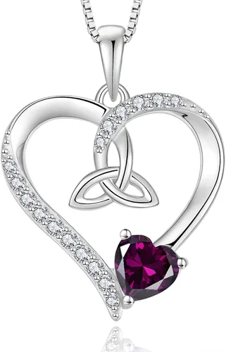 Vista 27 de Collar de corazón con nudo celta de plata de ley 925, collar con colgante para mujer, joyería de piedra natal