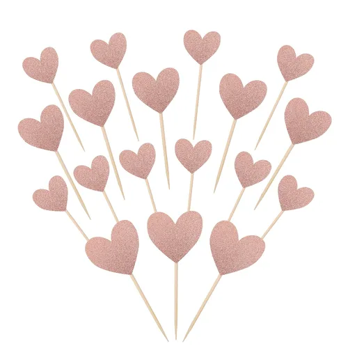 Vista 14 de 30 piezas de decoración para cupcakes con diseño de corazón con purpurina para cupcakes, despedida de soltera, boda, compromiso, decoración de Negro