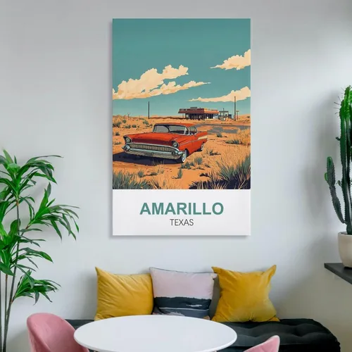 Vista 6 de Amarillo Texas Vintage Travel Poster 12x18inch(30x45cm) Canvas Wall Art Prints Frame