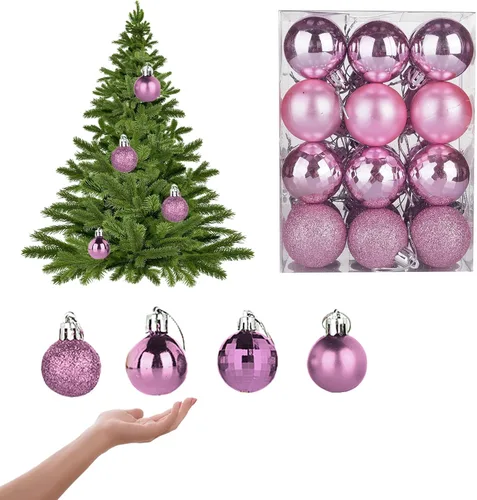 Vista 13 de Esferas colgantes para árbol de Navidad, 24 adornos irrompibles, plástico de 1.6 pulgadas, irrompible, Navidad, boda, fiesta, vacaciones, Negro