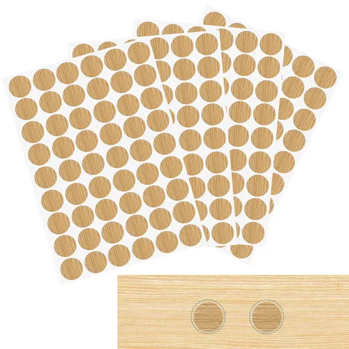 Vista 8 de Waziaqoc 216 calcomanías autoadhesivas para tapas de tornillos, color caqui 4-hojas de mesa, PVC, a prueba de polvo, pegatinas redondas