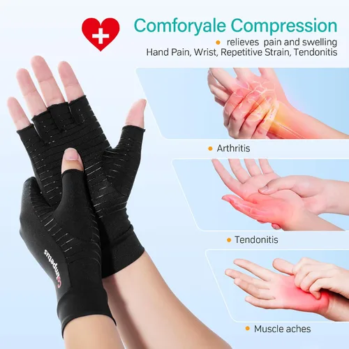 Vista 3 de Guantes de artritis, guantes transpirables antideslizantes sin dedos para artritis