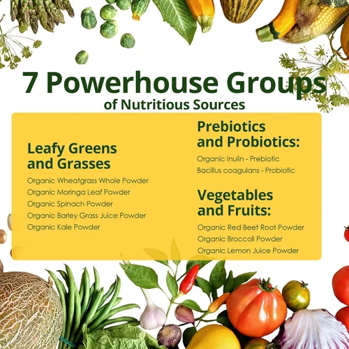Vista 7 de Daily Greens, Superfood - Paquetes de gomitas verdes, suplemento de clorella y espirulina con más de 20 prebióticos orgánicos, vitaminas y minerales