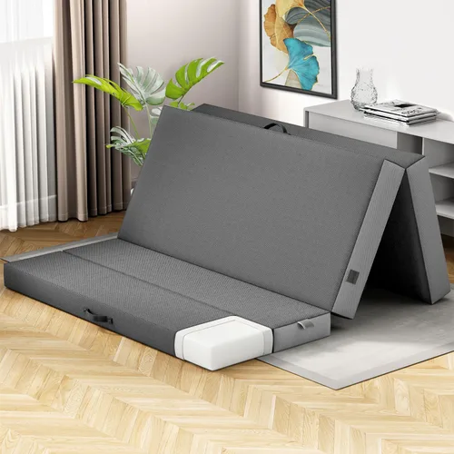 Vista 5 de Cozzzi Colchón plegable individual de 4 pulgadas para suelo y viajes con funda extraíble, colchón ligero y portátil para adultos y niños, compacto