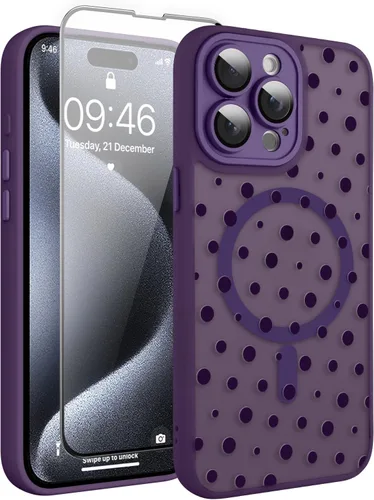 Vista 33 de Magnético para iPhone 13 con protector de pantalla [Compatible con MagSafe] Diseño de patrón floral de flores bonitas, funda delgada a prueba