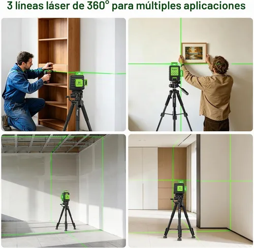 Vista 7 de HUEPAR Nivel láser 360 autonivelante con trípode de 50 pulgadas, nivelador