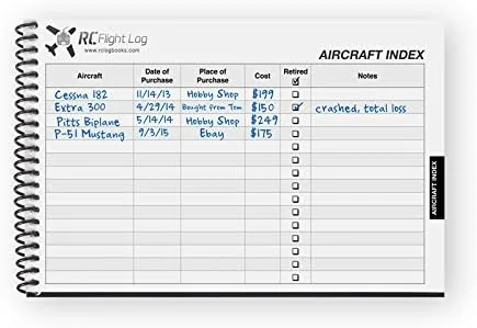 Vista 8 de Libro de registro de vuelo RC – Edición Deluxe – Libro de registro de aviones RC todo en uno con registro de vuelo, registro de mantenimiento