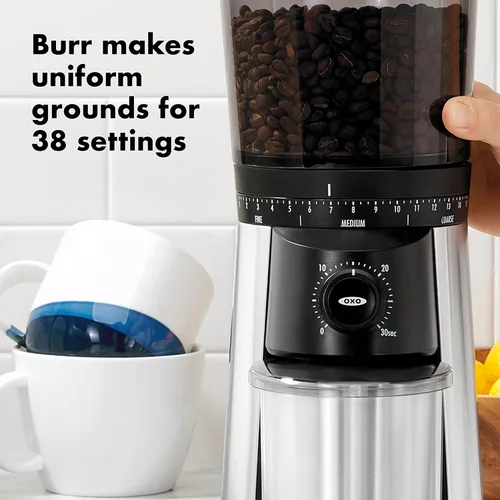 Vista 4 de OXO Molinillo de café con rebabas cónicas Brew + cuchara de café OXO Good Grips POP