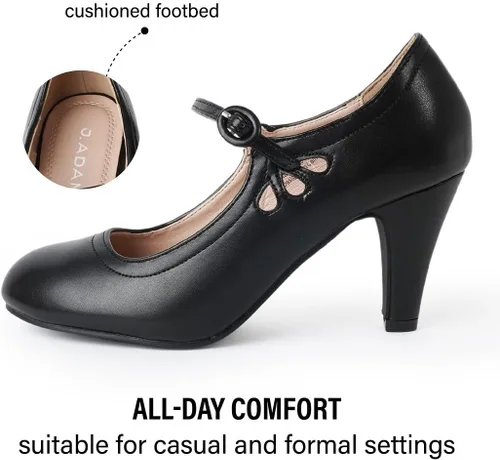 Vista 2 de J. Adams Pixie Mary Jane - Zapatos Oxford para mujer, bonitos tacones altos de gatito, zapatos retro vintage para mujer de los años 50, zapatos