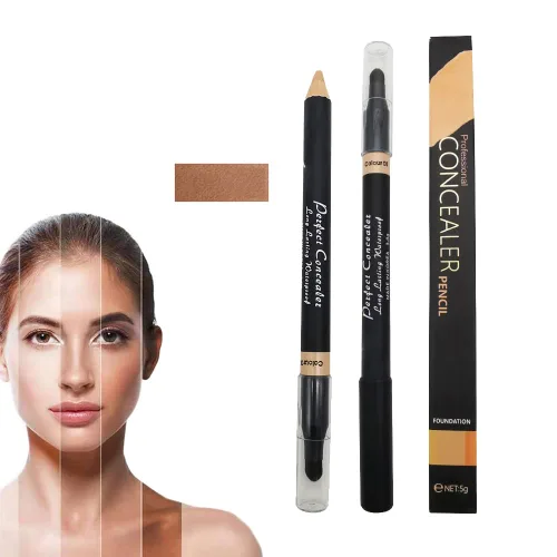 Vista 10 de AKARY Lápiz corrector facial de doble cara 2 en 1, corrector de cejas de doble cara, lápiz iluminador de cejas, corrector profesional impermeable