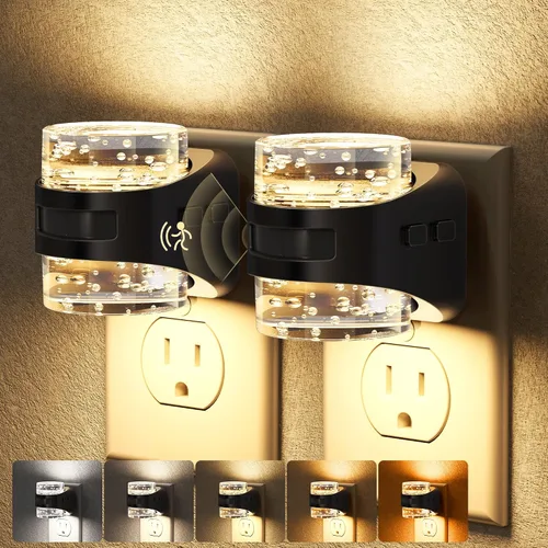 Vista 13 de Briignite Luces nocturnas que se enchufan en la pared, diseño de burbujas Plateado