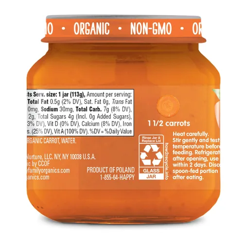 Vista 9 de Happy Baby Alimento orgánico para bebés de zanahorias etapa 1, 4 onzas
