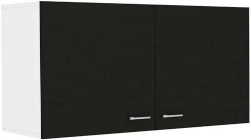 Vista 4 de Gabinete de pared Toran, dos estantes, puerta doble - negro