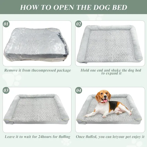 Vista 7 de Cama ortopédica para perro, extra grande con espuma viscoelástica, funda impermeable y lavable (36 pulgadas, gris)