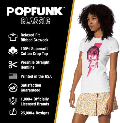 Vista 4 de Popfunk Camiseta clásica de David Bowie Aladdin Sane álbum Art para mujer