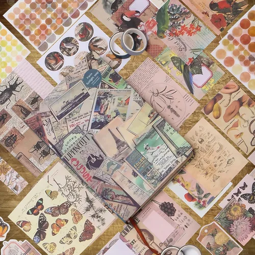 Vista 3 de SaFeHoM 212 Pcs DIY Vintage Journal Set for Women Gifts Scrapbook Diary Supplies including Aesthetic Journals, Scrapbook Paper, Washi Stickers