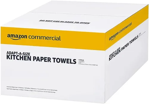 Vista 2 de AmazonCommercial - Toallas de papel de cocina adaptadas de 2 capas, color blanco (SOFI-054) A granel Tamaño adaptable Envueltas