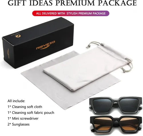 Vista 38 de AIEYEZO Gafas de sol cuadradas para mujeres y hombres, gafas de sol cuadradas con montura gruesa, estilo de diseñador simple