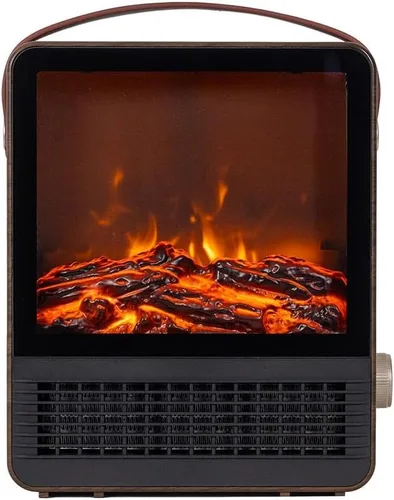 Vista 5 de Hearth Brands Calentador de espacio portátil con chimenea eléctrica con efecto de llama 3D, 1500 W, esfera de termostato ajustable, sensor