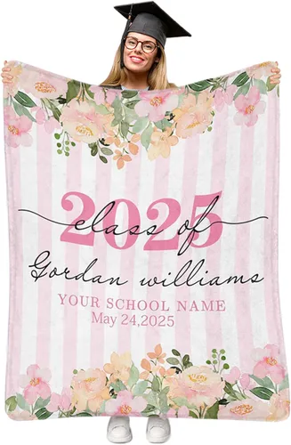 Vista 27 de Manta personalizada de graduación 2025, manta personalizada para regalo de graduación con nombre de la universidad, manta de felicitación