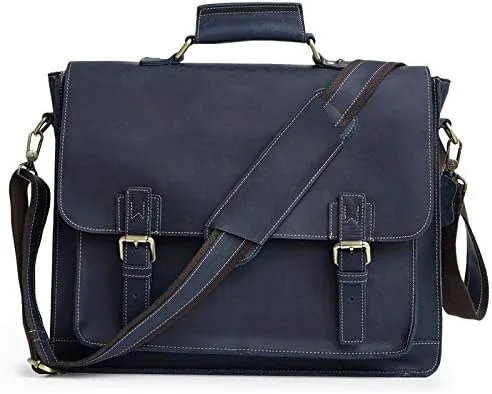 Vista 4 de BITWIT Shoulder Bags, Men's Briefcase Leather Men's Business Bag Retro Shoulder Bag Men's Men's Leather Bag (Color Black)