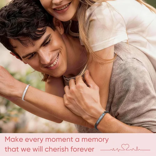 Vista 2 de Hisatan Juego de pulseras personalizadas para parejas, regalos de promesa para él y ella, regalo personalizado para hombres y mujeres, grabado