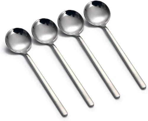 Vista 9 de Juego de 8 mini cucharas de café expreso de 5.3 pulgadas con mango esmerilado negro mate de acero inoxidable para postre té, helado, pastel