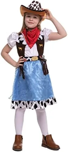 Vista 4 de Spooktacular Creations Blue Cowgirl Costume, Cute Cowgirl Outfits for Girls Halloween Theme Party and Role Play