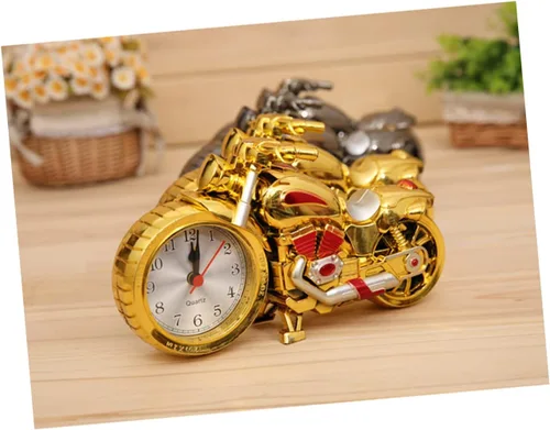 Vista 3 de IMIKEYA Reloj despertador para motocicleta, reloj despertador vintage, movimiento de cuarzo, estilo vintage para niños, reloj de motocicleta único