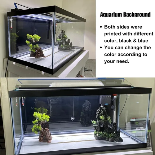 Vista 9 de ELEBOX Fondo de pantalla para acuario, fondo de pecera azul y negro, respaldo de acuario de doble cara, decoraciones de acuario para acuario de 10